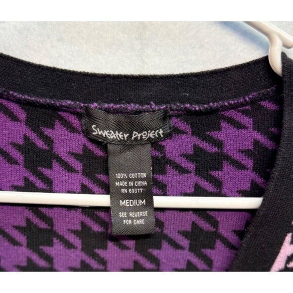 Vintage Sweater Project Purple Cardigan Sweater Classic Style Cotton Medium - Picture 2 of 8